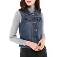 thumbnail image 4 of DARING DIVA Women's Denim Sleeveless Flap Pockets Vest Jacket L Blue, 4 of 6