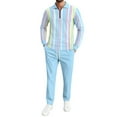 thumbnail image 6 of Stamzod Mens Vacation Outfits Fashion Strip Printing Quarter Zip Pullover Men Tops and Sweatpants Casual Track Suits Mens Sweatsuit Light Blue XL, 6 of 6