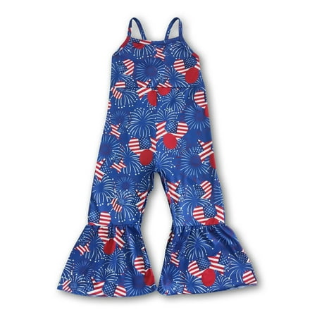 

YAWOO Baby Girls July 4th American Flag Flare Pants Romper One Piece Kids Jumpsuit 3M-16T