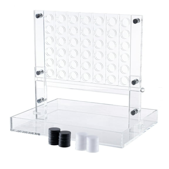 4 in a Row Game Fun Strategy Game for Adults Children Family Connect 4 Discs of Same Color in a Row Acrylic Tabletop Decoration Gift Decor (Black and White)