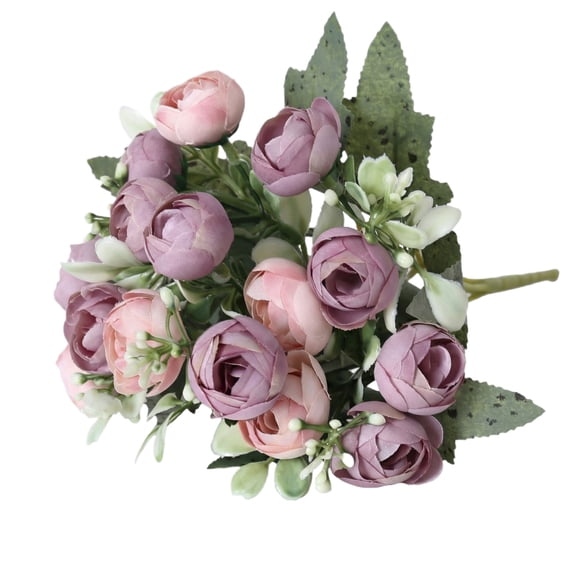15 Heads Artificial Camellia Peony Silk Flower Bouquet, Realistic Peony Stems for Home Decor, Farmhouse Style Floral Arrangement, Stage Party Centerpiece Decoration
