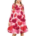 thumbnail image 1 of TaTaai Valentine Heart Print Long Sleeve A-Line Skater Dress, Valentine's Day Gift, Casual Party Twirly Dress Gift, 1 of 5