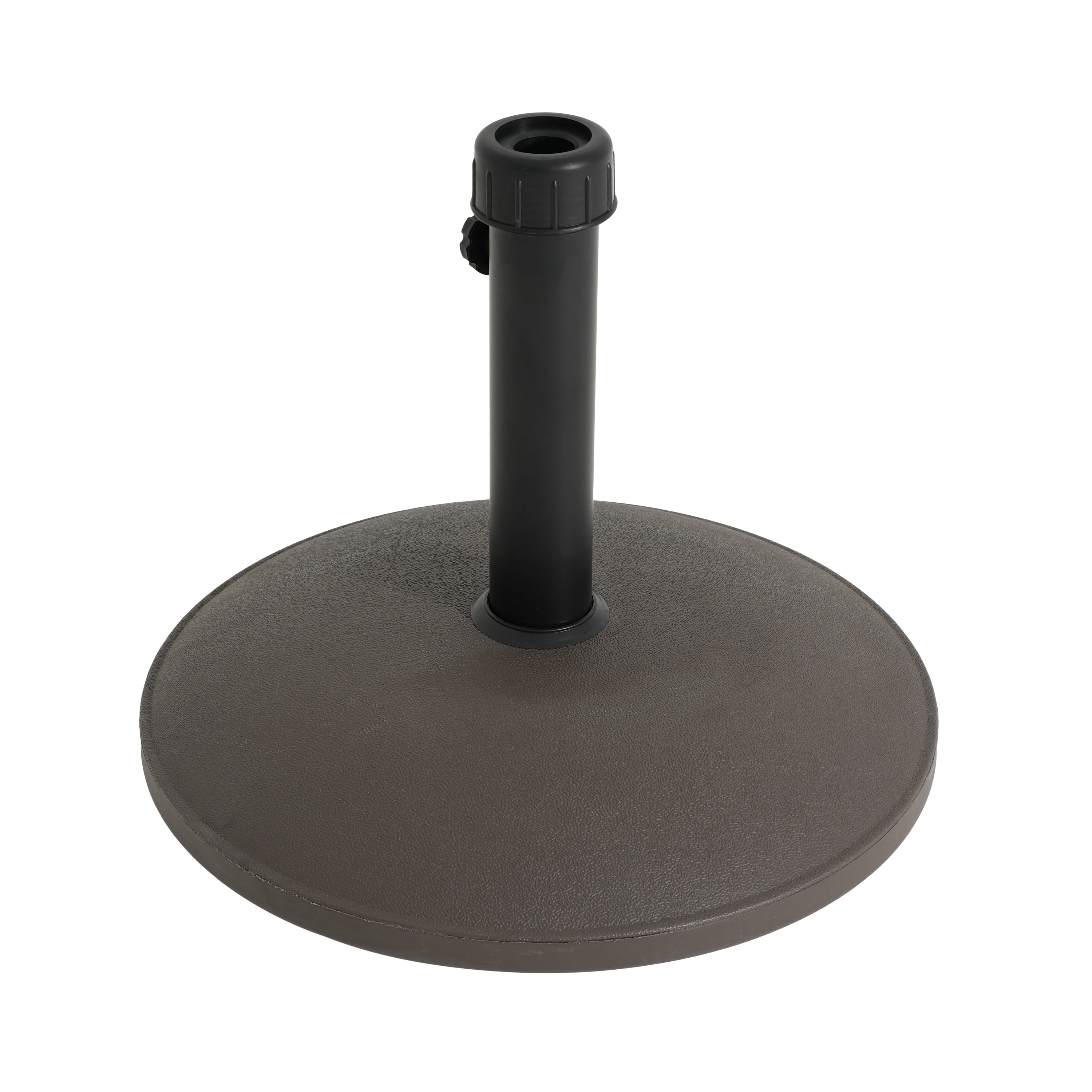 Umbrella Base 35 Pound Round with Concrete Fill and Resin Shell, Patio Umbrella Stand and Outdoor Shade Base, Brown