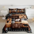 thumbnail image 2 of Castle Fairy Jungle Bear Deer Twin Comforter Sets,Vintage Geometric Grid Bedding Set, 2 of 8