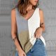 thumbnail image 2 of Camiseta sin mangas de punto con cuello en V para mujer, camisa holgada informal sin mangas con bloques de color para vacaciones de verano, 2 of 6
