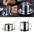 thumbnail image 3 of Double Layer Stainless Steel Coffee Mug Tea Cup and Saucer Set With S, 3 of 8