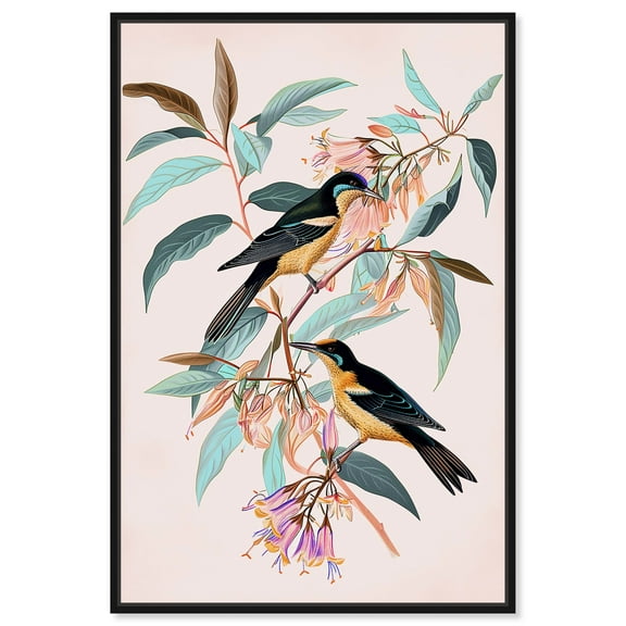 Avien Comrades II Beach Life Inspired Pastel Color Canvas Wall Art by Art Remedy, Black Floater Frame, 10"x15"