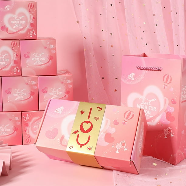 Caja de regalo sorpresa con efecto explosivo de dinero | 6 sobres rojos plegables | Porta billetes y joyas DIY para cumpleaños, aniversarios, San Valentín, pedidas de mano