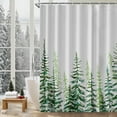 thumbnail image 6 of Christmas Shower Curtain for Bathroom Green Tree Farmhouse Rustic Modern White Snow Landscape Cloth Bathroom Curtain Sets with Hooks 72X72 inch, 6 of 6