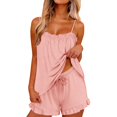 thumbnail image 2 of Endives Womens Cami Pajama Sets Home Wear Low Cut Tank Top and Shorts Set Solid Color 2 Piece Pajamas Sets Camisole Lounge Set Sleepwear, 2 of 6