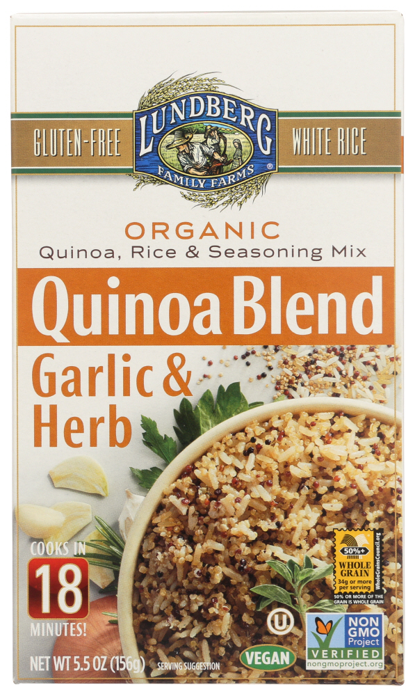Lundberg Family Farms Organic Quinoa Blend Garlic & Herb Rice Mix, 5.5 Oz , Pack Of 6 Walmart