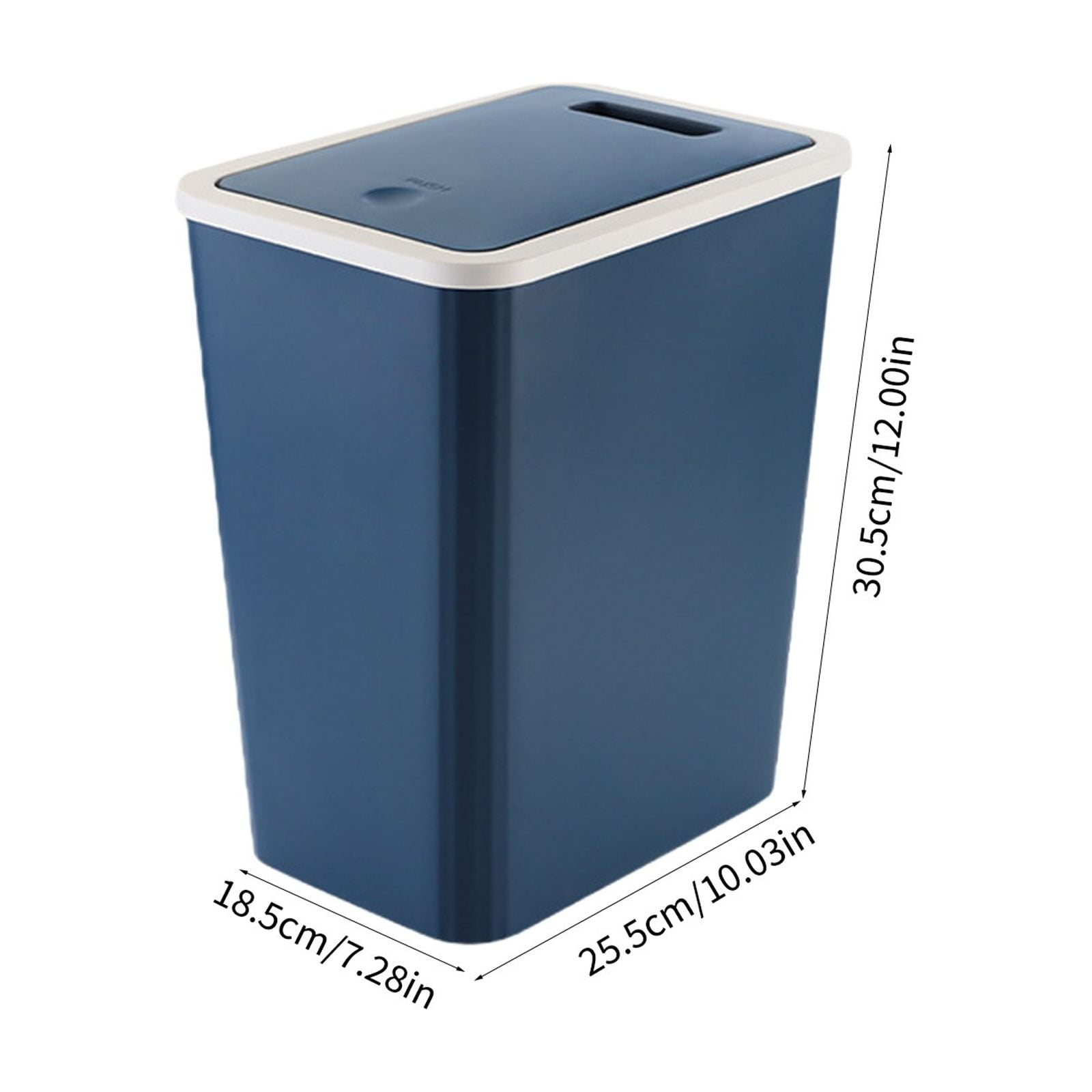 Bathroom Trash Can with Press Popup Lid and Odor-Lock Inner Ring – Slim Plastic Wastebasket for Toilet, Bedroom, Office, Small Spaces, Keeps Garbage Sealed and Fresh