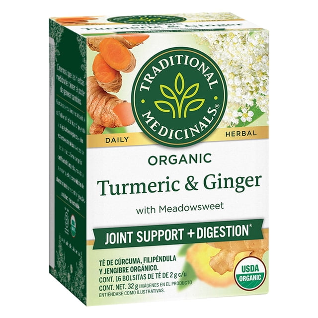 Té de cúrcuma Traditional Medicinals filipéndula y jengibre orgánico 32 g