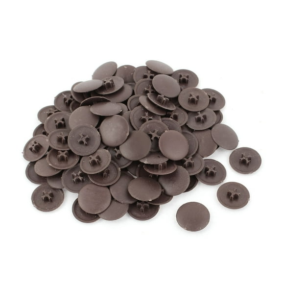 Uxcell 0.78" Dia Dark Brown Plastic Furniture Decorative Cover Phillips Screw Caps Lids, 100 Pack