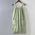 thumbnail image 5 of Women's Spaghetti Strap Sleeveless Terry Bath Dress High Absorbent Dual Side Pockets for Bathroom Shower Indoor Lounging Green Free Size, 5 of 7