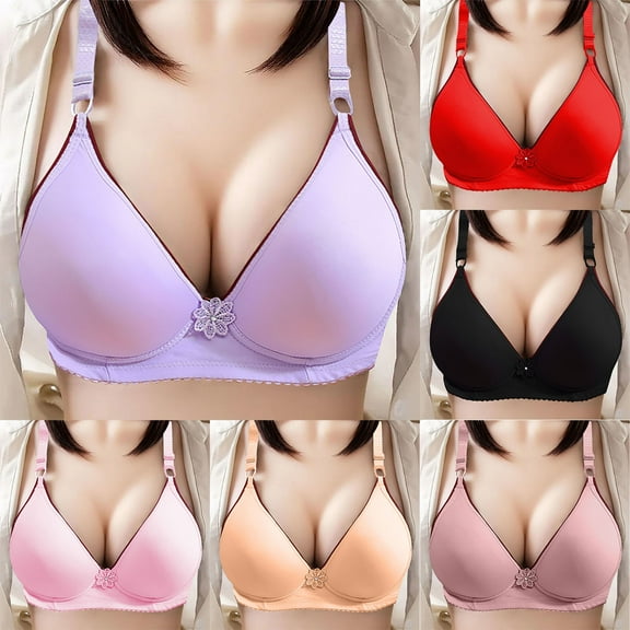 SMihono Fashion Push Up Bras for Women Plus Size Comfort Breathable Bra Wirefree Bra Full Coverage Everyday Bras with Support Lift Beige 10