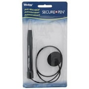 MMF Industries Wedgy Anti-Microbial Cord Pens/Counter Pens with Adhesive-Backed Round Base, Blue Ink, Single Pen (28408)