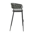 thumbnail image 4 of Dining Chairs Vigona Bar Stool in Black Metal with Gray Fabric and Faux Leather,Wooden Dining Chairs, 4 of 12