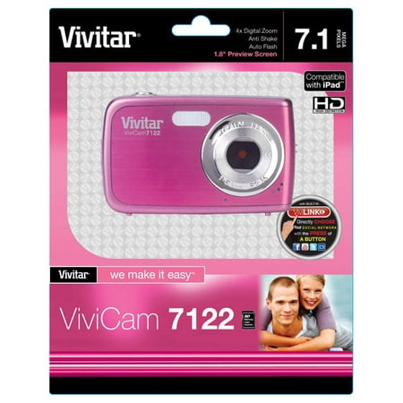 Vivitar 7122PK ViviCam 7 MP Compact System Camera with 1.8-Inch LCD Body (Pink)(Colors May