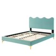 thumbnail image 6 of Platform Bed Frame, Twin Size, Blue, Velvet, Modern Contemporary, Bedroom Master Guest Suite Room, 6 of 10