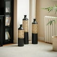 thumbnail image 3 of Gold Metal Large Floor Decorated Vases Set of 3 for Gorgeous Home Decoration Glazed Metal Vases 20.8in/24.8in/28.7in Height, Gold and Black, 3 of 6