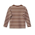 thumbnail image 6 of YDFCWXW Girls' Long Sleeve Cotton Striped T-Shirt: Classic Comfort & Style for Fall Spring (Wine, 13-14 Years), 6 of 6