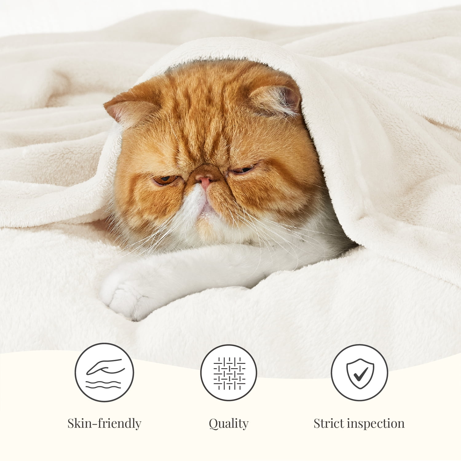 U by Bedsure Fleece Blankets King Size Cream, 260GSM Soft Lightweight Plush Cozy Fuzzy, 107X89 inches