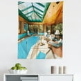 thumbnail image 1 of Modern Tapestry, Residential House Large Indoor Pool Furniture Sunrays Leisure Time Print, Fabric Wall Hanging Decor for Bedroom Living Room Dorm, 5 Sizes, Green Pale Brown Blue, by Ambesonne, 1 of 1