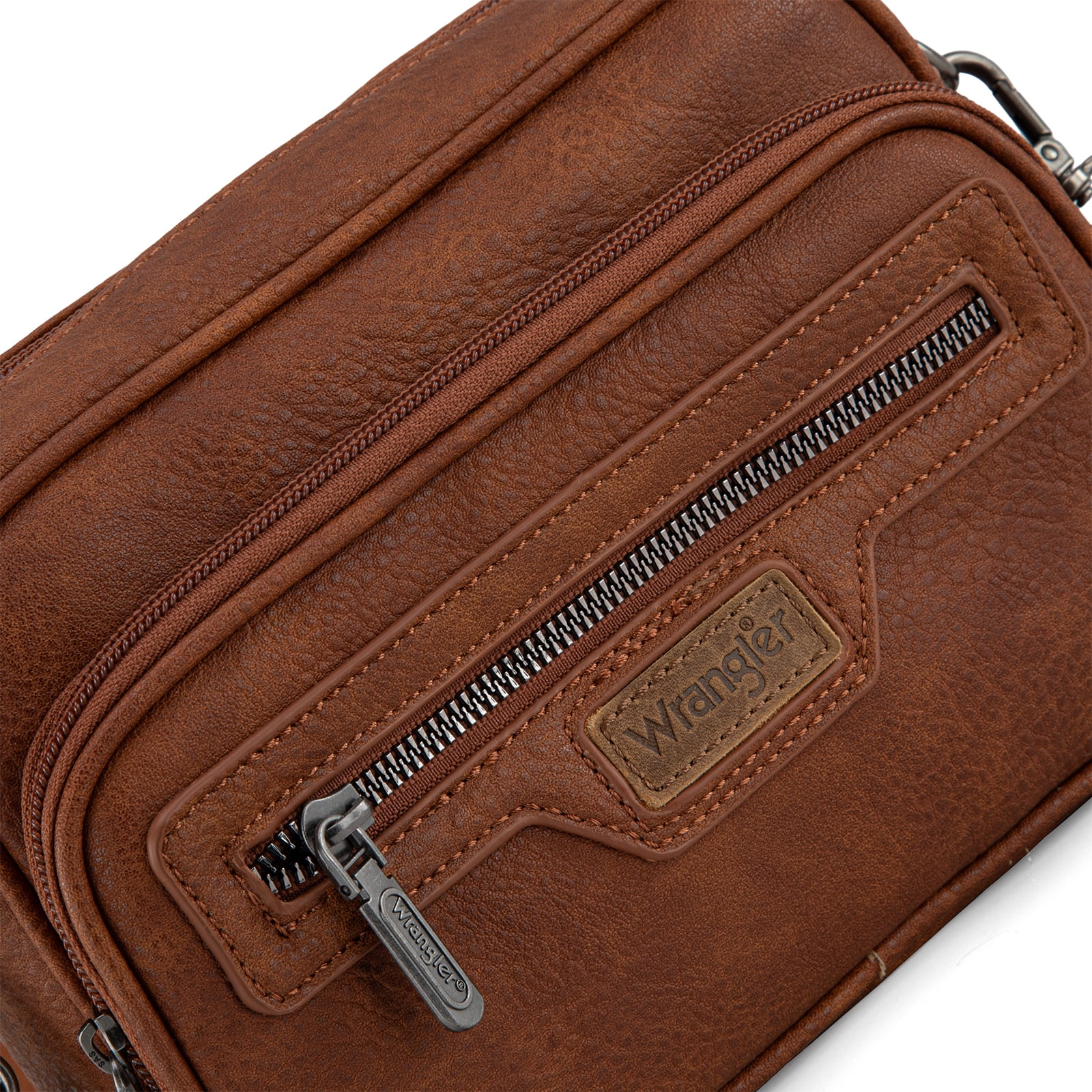Wrangler Crossbody Bag for Women Multi Pocket Crossover Bag Shoulder Pursea with Adjustable Strap, Brown