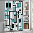 thumbnail image 3 of Modern Geometric Abstract Fabric Shower Curtain Mid Century Teal Washable Shower Curtains for Bathroom, Waterproof Bath Curtain with Hooks Home Decor 72x72in, 3 of 8