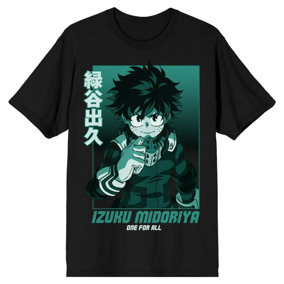 My Hero Academia Izuku Midoriya One For All Men's Black T-shirt-Large