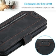 iPhone 13 Case, TECHCIRCLE Zipper 9 Card Slots Wallet Cover Flip Kickstand Magnetic PU Leather Shockproof Case with Pocket/Strap for Apple iPhone 13 6.1 2021, Black