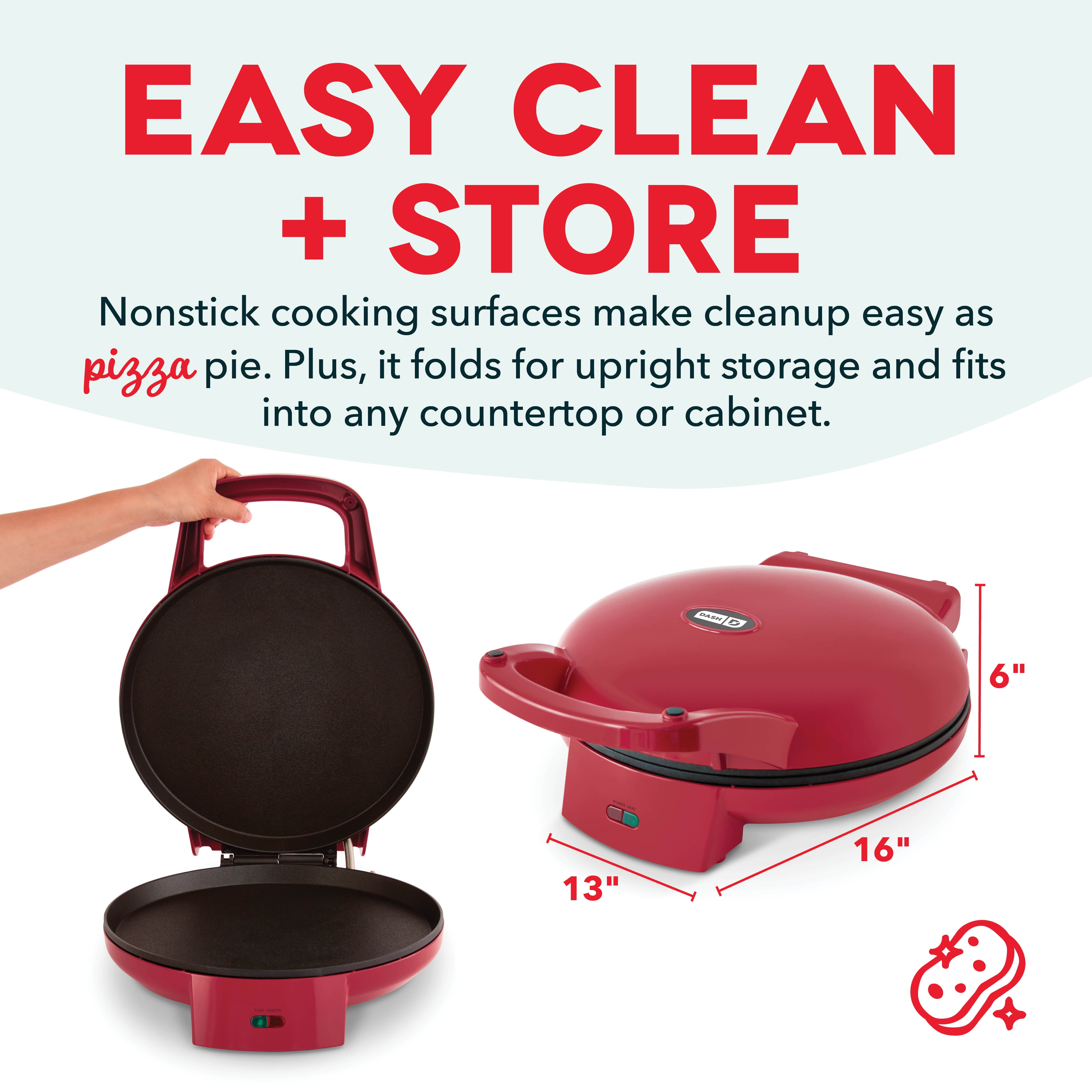 Dash 12" Pizza Griddle, Red - Personal Pizza Maker with Dual Cooking Surfaces, Nonstick & 450°F Heat