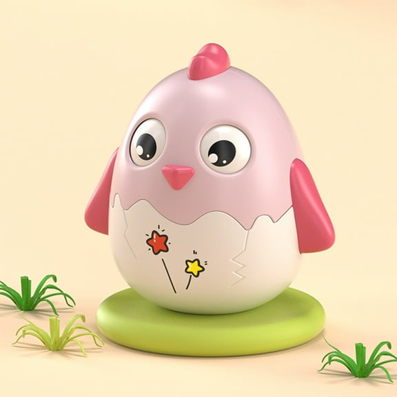 SPOORYYO Non-Tipping Chick-Shaped Bell Toy – Educational Wobble Toy with Blinking Eyes & Gentle Sound, Crawling Practice Baby Toy, Safe & Durable for Toddlers