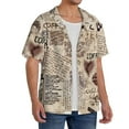 thumbnail image 2 of Kdxio Men'S Hawaiian Shirt For Men Short Sleeve Shirt Abstract Coffee Pattern With Letters Summer Casual Holiday Beach Button Down T-Shirts, 2 of 5