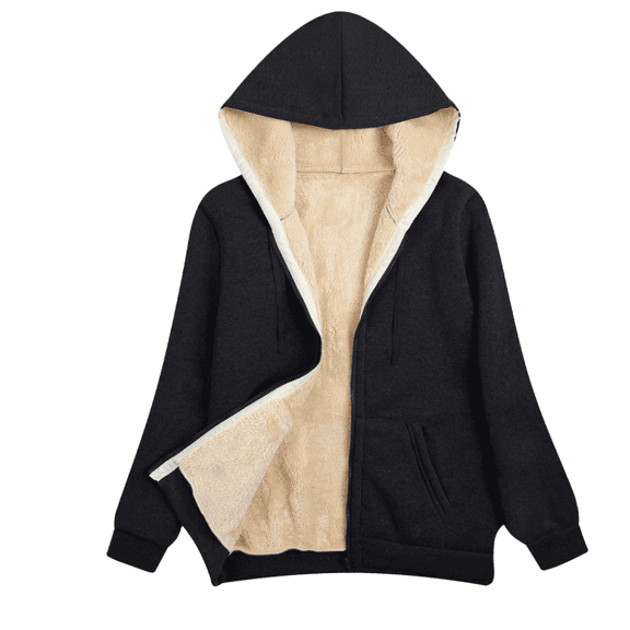 Women's Casual Full Zip Up Sherpa Lined Hoodie Sweatshirt Jacket Coat