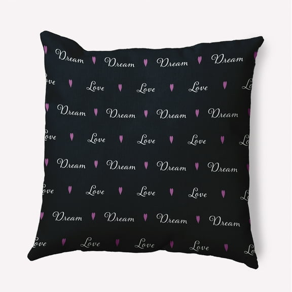 16" x 16" Simply Daisy Love Dream Polyester Accent Pillow, Black Qty 1