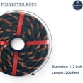 thumbnail image 6 of Arborist Rigging Rope Bull Rope (1/2 in x 200ft) Black Polyester Braided Arborist Rope 48 Strands for Various Outdoor Applications Construction Climbing Swing Sailing, 6 of 6