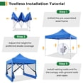 thumbnail image 3 of HOTEEL 10x10 Heavy Duty Canopy Tent, Pop up Canopies with Netting Screened ,Waterproof Ez up Canopy with Sidewalls, Outdoor Instant Party Tent for Backyard,Blue, 3 of 8