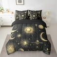 thumbnail image 2 of Erosebridal Boho Sun and Moon Bed in a Bag King Size, Hippie Galaxy Planets Bed Set, Black Gold, Reversible 7pcs, 2 of 4