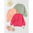 thumbnail image 2 of Fdqin Girls Sweatshirt Heart Printed 3pcs Crewneck Casual Long Sleeve Shirts Cute Fall Winter Pullover Orange Red Green 7-8 Years, 2 of 6
