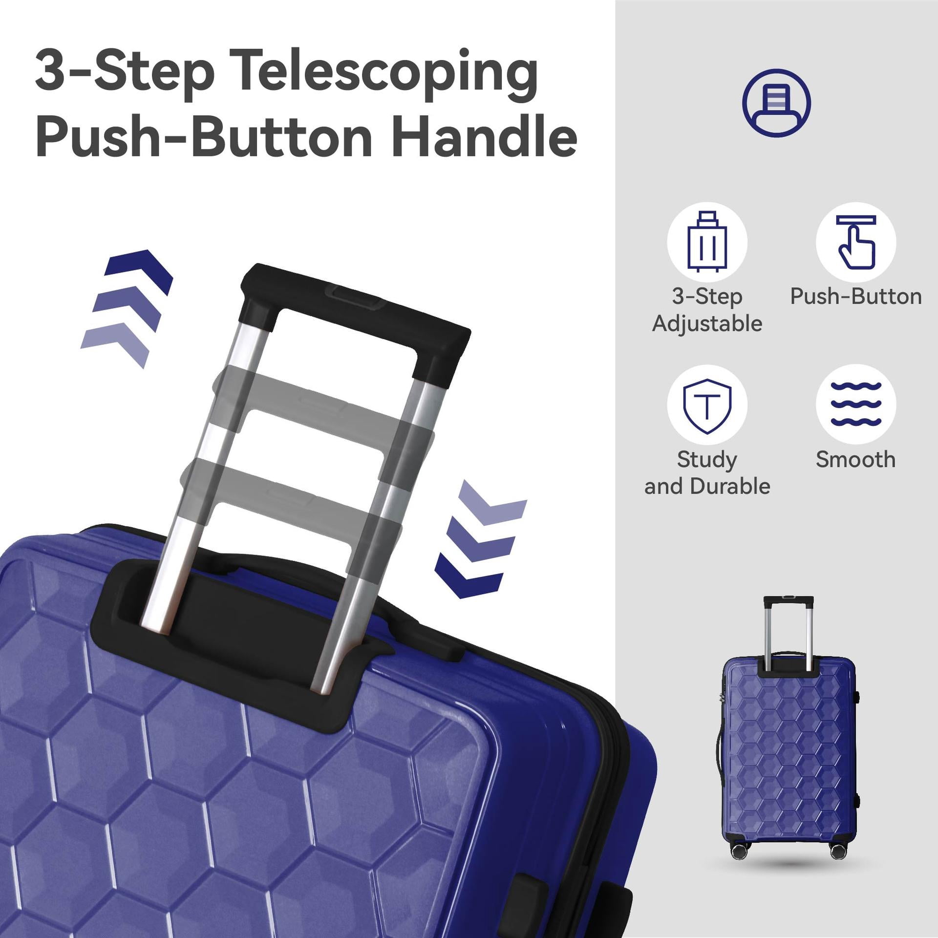3-Piece Hardshell Spinner Luggage Set with TSA Lock, Durable PP Suitcase (20/24/28in)