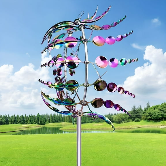 ACDANC 1pc Magical Kinetic Metal Windmill Spinner Unique Wind Powered Catchers Creative Patio Garden Lawn Outdoor Courtyard Decoration