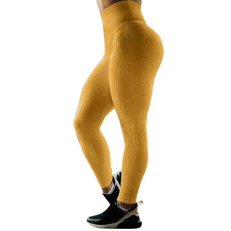 Women s Wide Waistband Breathable Hip Lifting Exercise Bubble Textured Yoga Pants