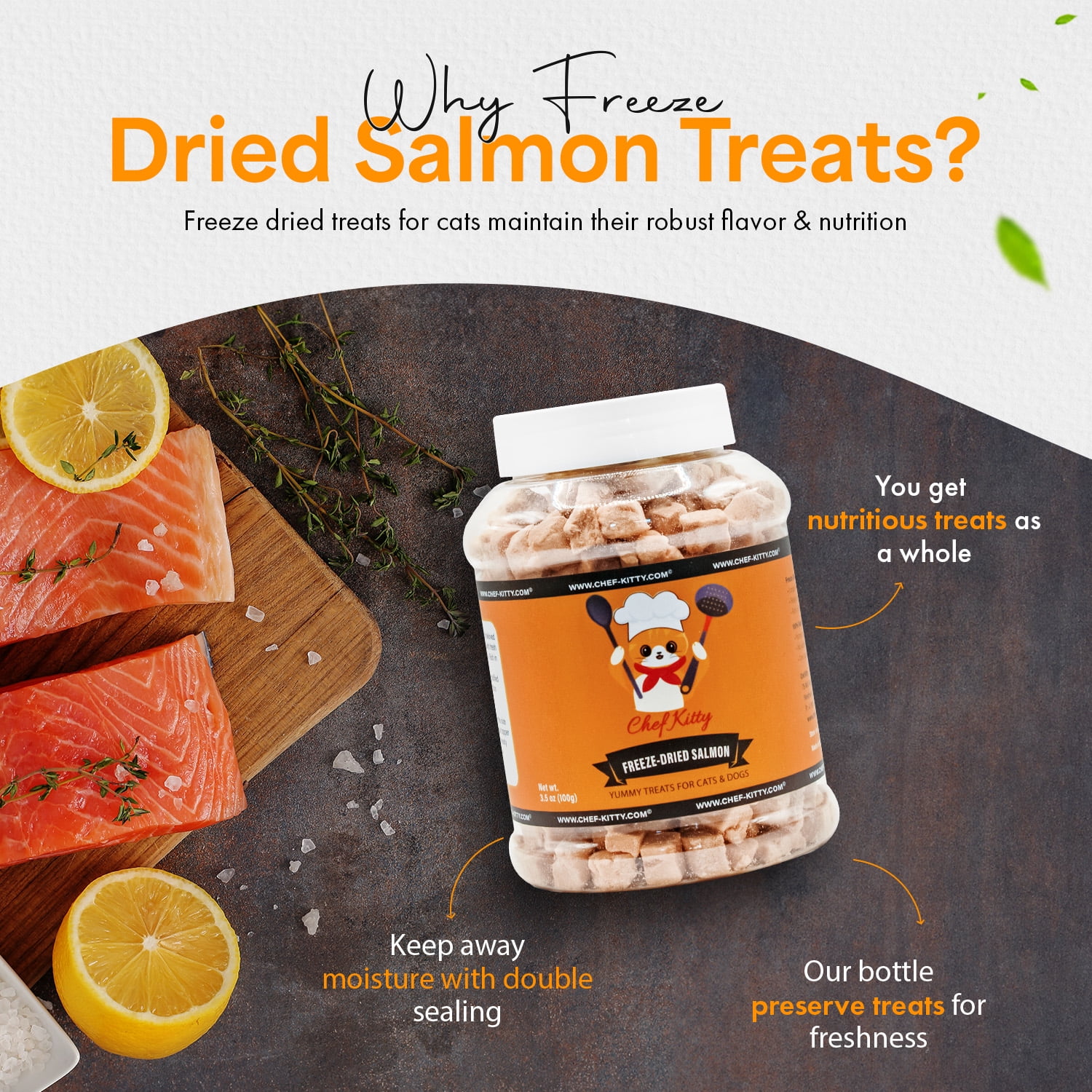 Chef Kitty Freeze Dried Cat Treats Wild Caught Salmon, 2.6 oz