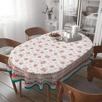Oval Tablecloth -54x72 Inch, Pioneer Floral Design Rustic Tablecloth Classic French Country Printed Table Cover for Farmhouse Decoration, Suitable for Home, Kitchen, Indoor and Outdoor Dining Table