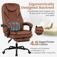 thumbnail image 6 of COOLHUT Executive Office Chair, Big and Tall Office Chair with Footrest Reclining Faux Leather Chair High Back Lumbar Support Ergonomic Office Chair with Padded Armrests, Brown, 6 of 12