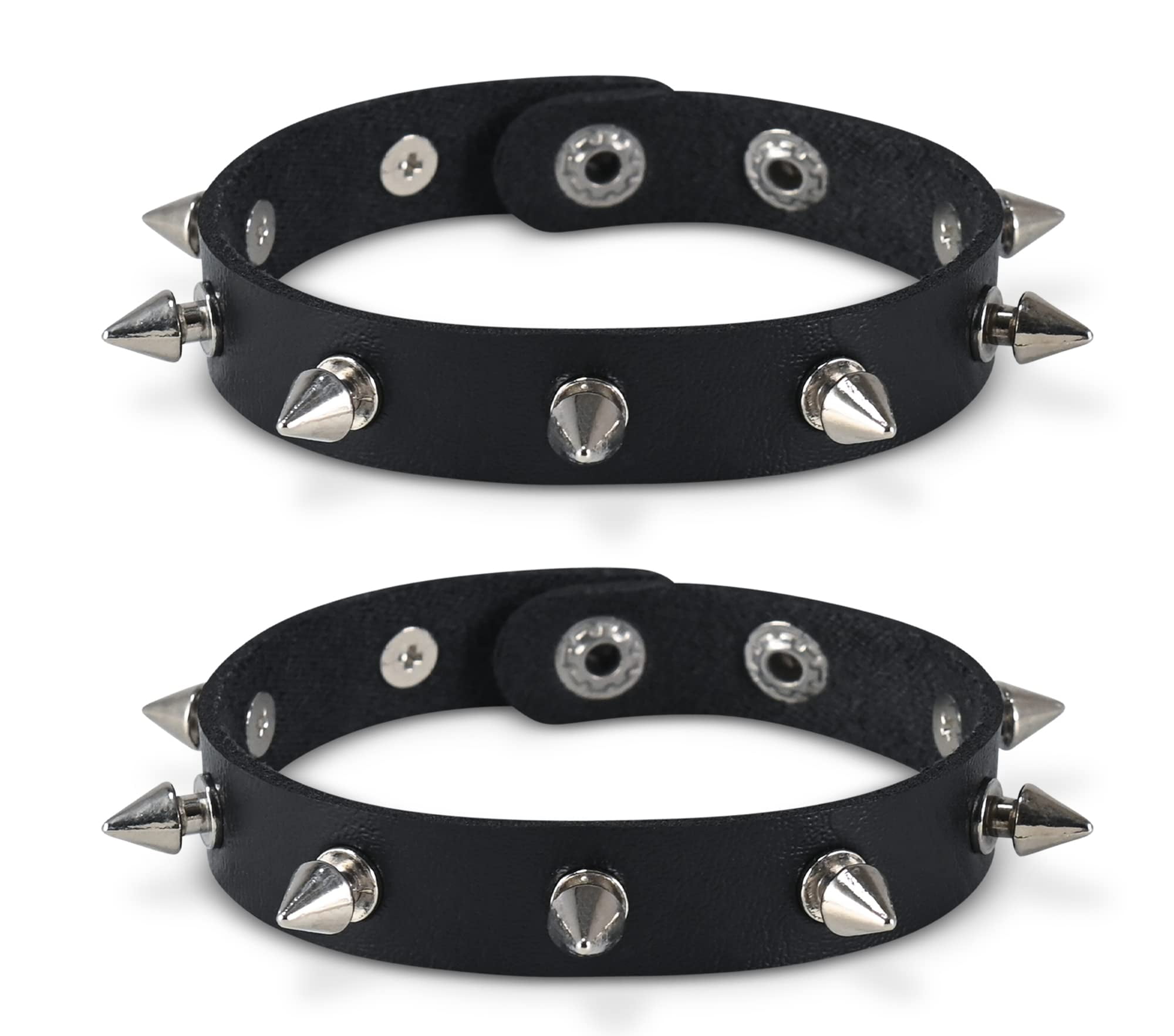 Skeleteen Punk Leather Spike Bracelet Leather Cuff Biker Bracelet