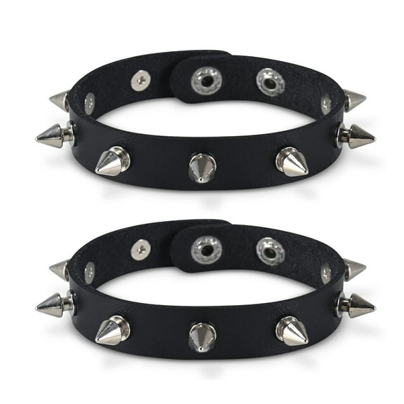 Skeleteen Punk Leather Spike Bracelet - Leather Cuff Biker Bracelet with Spikes for Men, Women and Kids