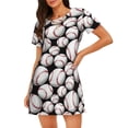 thumbnail image 1 of Kdxio Mignon Imprimé Baseball Chemise de Nuit pour Femmes Vêtements de Nuit Manches Courtes Chemise de Nuit Décontractée Imprimé Robe de Nuit Ample Confortable Pyjama, 1 of 6